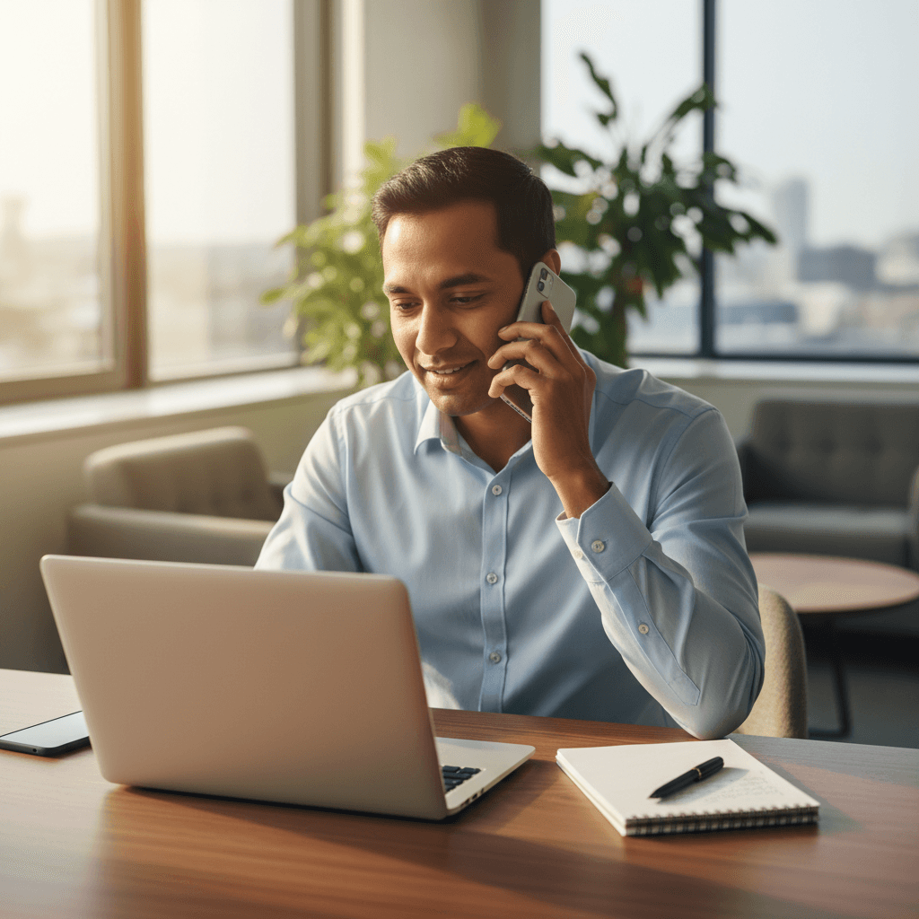 AMIR Group representative discussing service needs with client