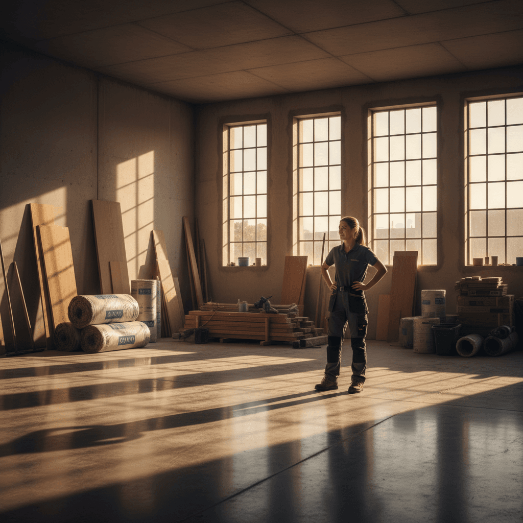 Construction site interior after professional cleaning